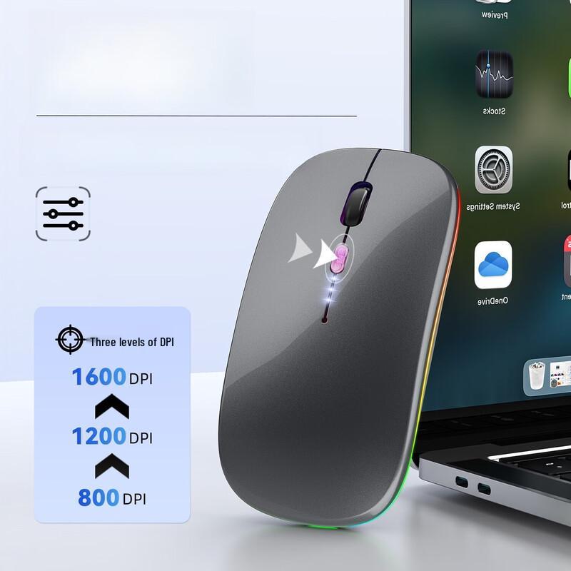 OLOEY Rechargeable Wireless Bluetooth Mouse with Battery Display