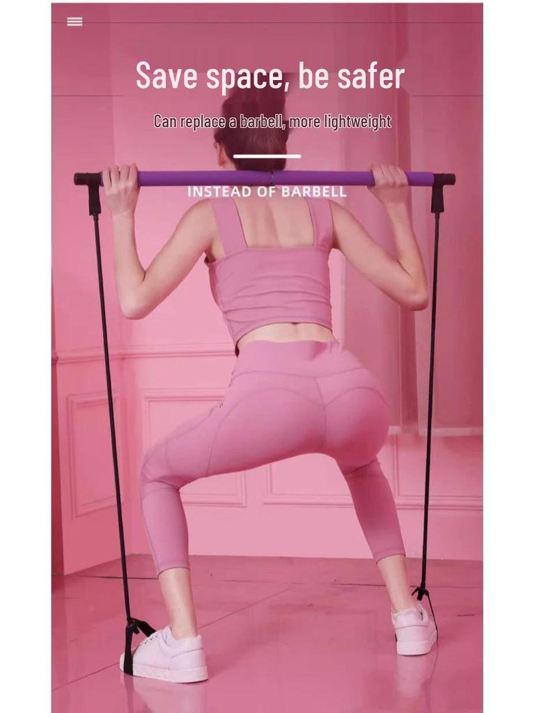 Pilates Yoga Resistance Bar: Multifunctional Fitness Trainer with Elastic Bands for Butt and Total Body Workouts.