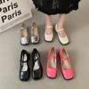 Mode Mary Janes Vintage Sandalen Frau 2024 Neu Schnalle Rutschfest Lässig Mittelhoch Büro Damen Einfarbig Elegant Absatz Pumps Zapatos