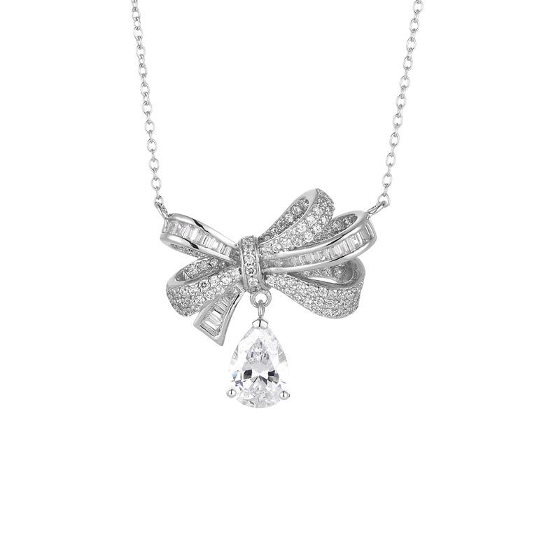 Elegant Bow Tie Diamond Necklace for Women - Versatile Spring/Summer Jewelry with a Unique Design