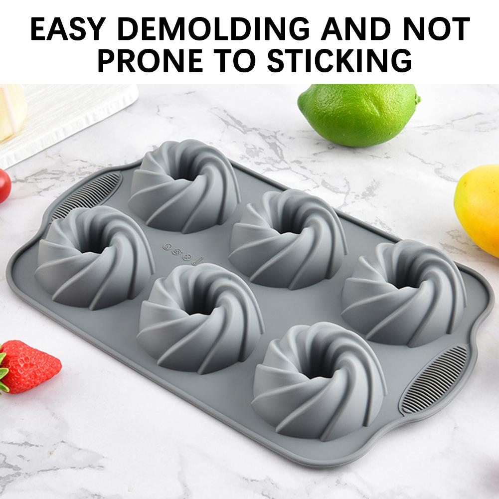 6 Cavity Silicone Cake Mold,Chocolate-Cookie Donut Dessert Mold,Food Grade Muffin Pan,Perfect For DIY Cakes,Soaps,Baking Tools