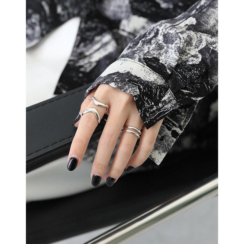 VIANRLA Double Band Ring Dainty Open Cuff Ring Minimalist Gold Ring 925 Sterling Silver 100% Handmade Jewelry Silver Earrings