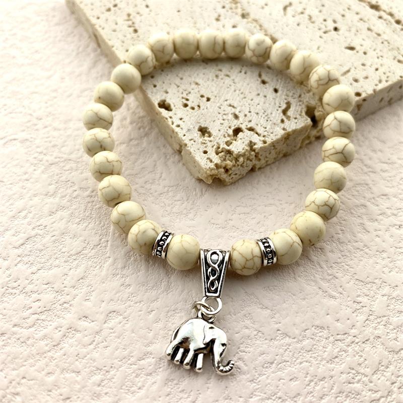 Lucky Natural Stone Beaded Bracelet Fashion Cute Elephant Unisex Bracelet Jewelry Bracelet