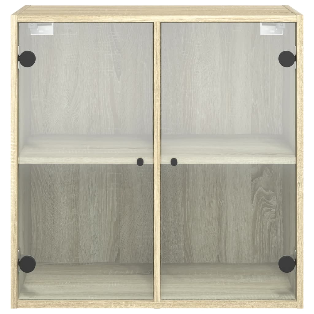 Vidaxl Wall Cabinet with Glass Doors, Sonoma Oak, 68X37X68.5 Cm