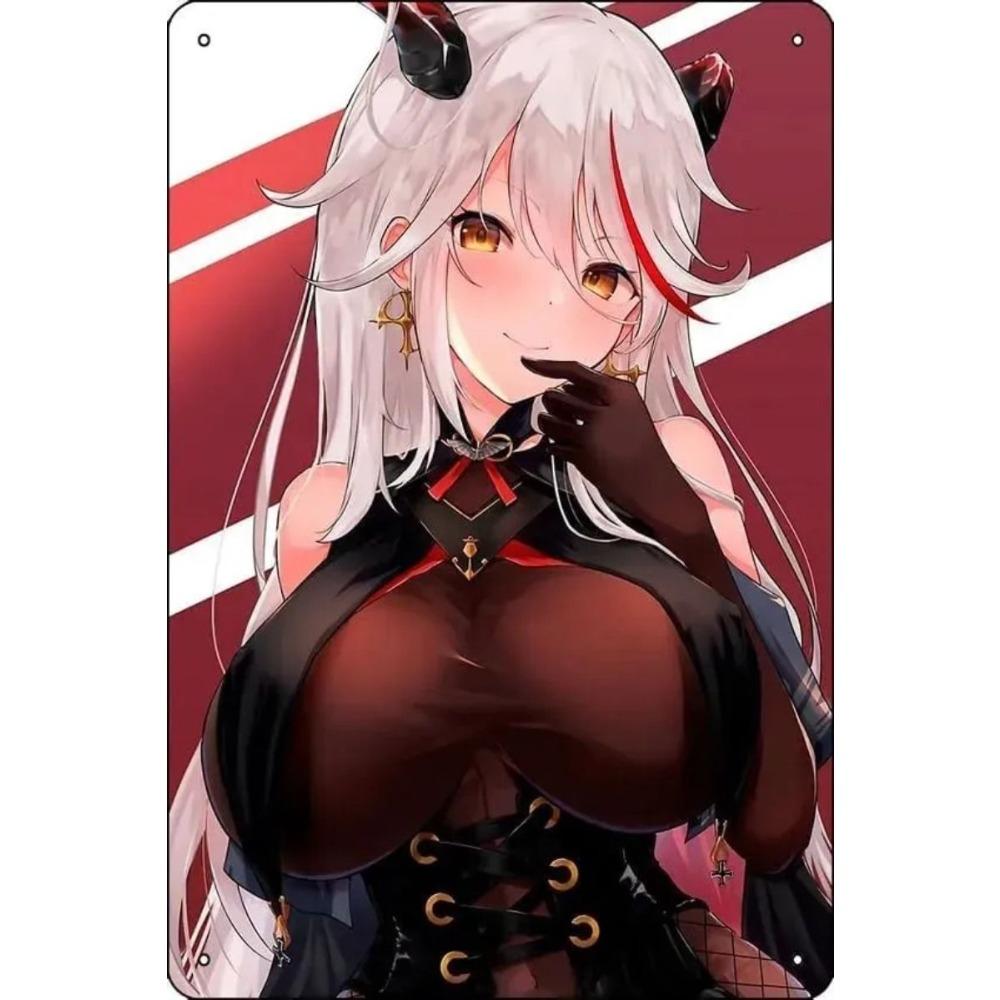 Decorative Metal Tin Sign, Anime Fitness Girl, 20x30 cm
