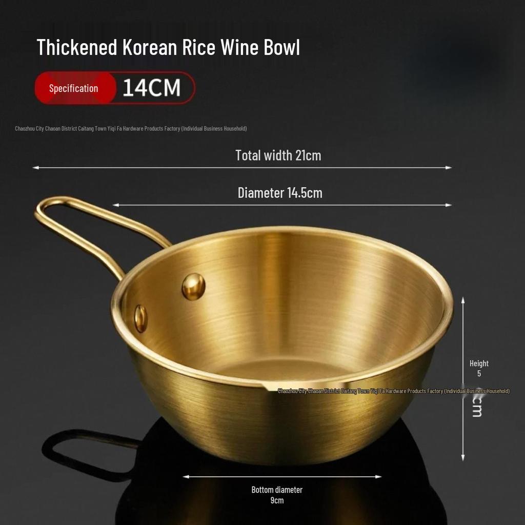 Korean Style Stainless Steel Bowl with Handle for Cooking, BBQ, Seasoning, Instant Noodles, Bibimbap, Cereal, and Outdoor Camping.
