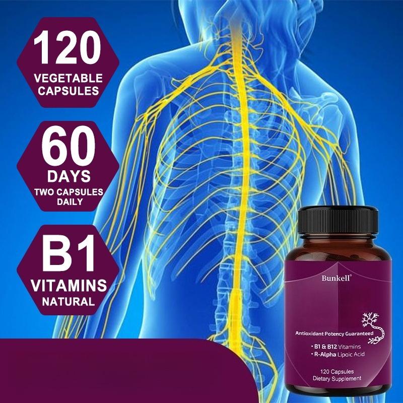 Dietary Supplement With Vitamin D, Benfotiamine, Vitamin B6, Vitamin B12, 120 Capsules
