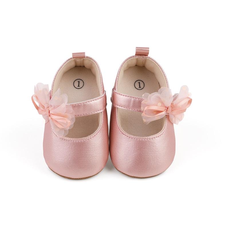 Citgeett Autumn Infant Baby Girls Princess Shoes Dot Print Mesh Bowknot Flats Non-Slip Wedding Slippers Shoes