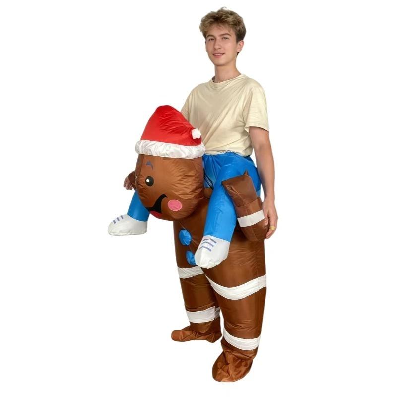 Gingerbread Man Back Inflatable Suit Popular Halloween Dress Up Funny Props Riding Inflatable Puppet Suit