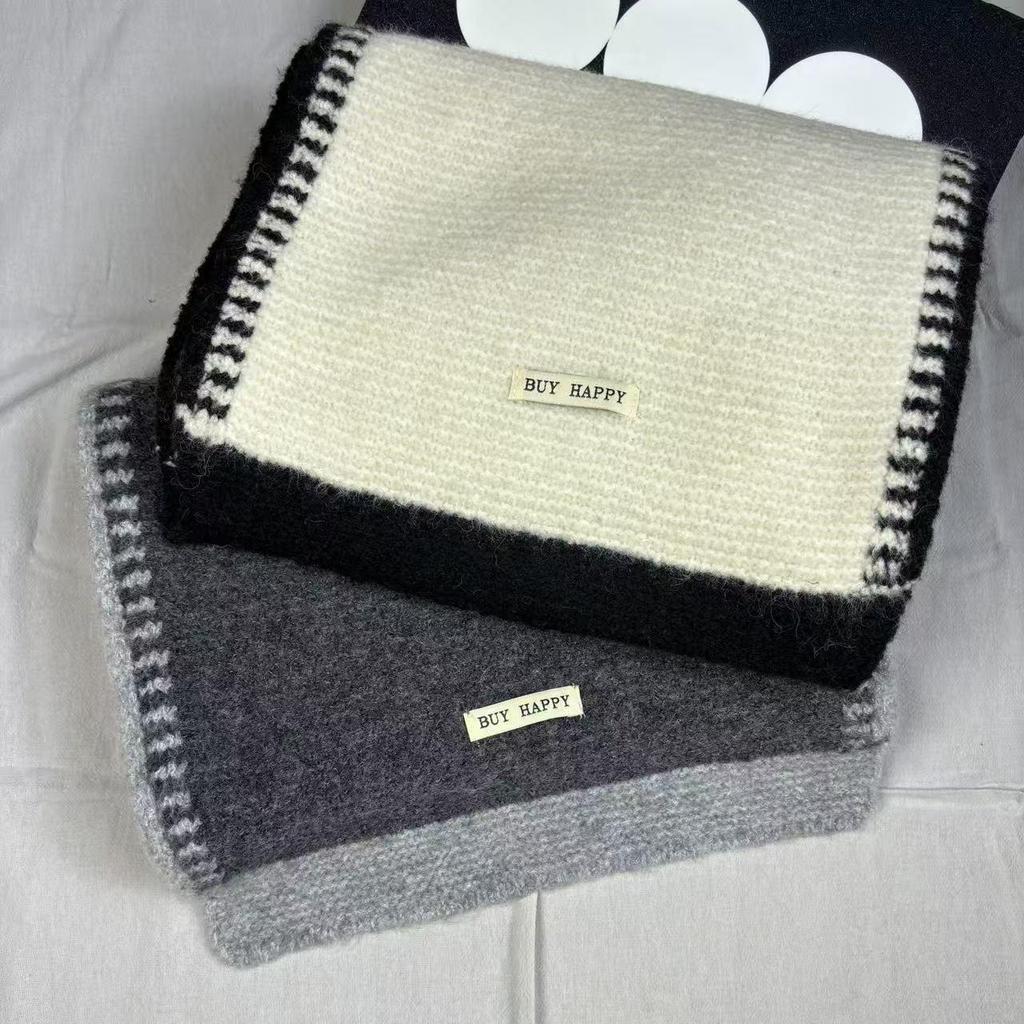 Korean Style High-End Wool-Blend Soft Knit Scarf: Warm, Versatile Autumn/Winter Snood for Women and Students