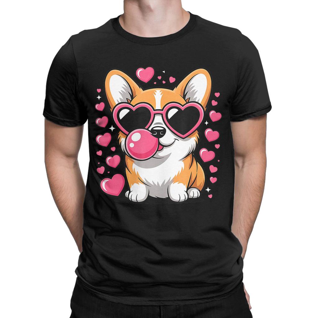 Corgi Mom Dog Flower Love T Shirts Unisex Unisex Pure Cotton Funny Tshirt Crewneck Tee Shirt Short Sleeve Clothes Graphic Printed
