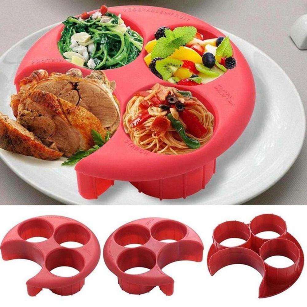 

Kitchen Keep Fit Diet Control Lose Weight Tool Meal Measure Dish Food Portion Control Plate червоний