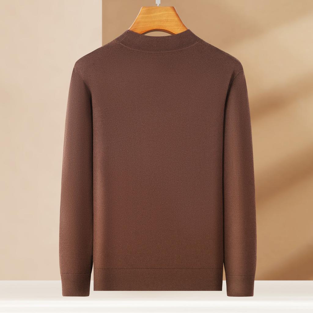 [100% Fine spun Cashmere] Autumn and Winter Warm Half High Collar Business Leisure Solid Color Men's Cashmere Sweater