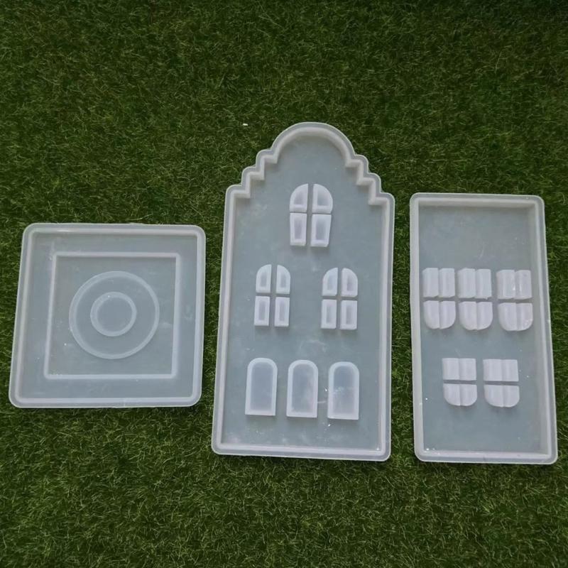 Multipurpose Sturdy Silicone House Candle Holder Mold Set Portable for Resin Plaster Craft Supplies Assorted Sizes