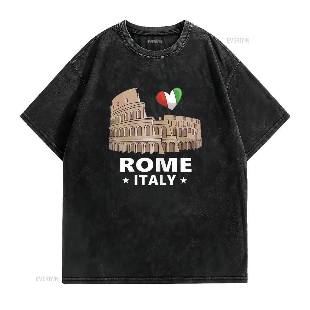 I Love Rome Italy T Shirt Roman Colosseum vintage Washed streetwear Casual Stylish designer clothes fashion Unisex Soft