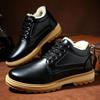 Cotton Shoes Men's Autumn Warm Casual Men's Leather Shoes Korean Version Waterproof Work Shoes Dad Shoes