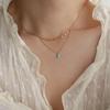 Collana a doppio strato Mihmily brand-blu a forma di goccia con glitter, personalità semplice e alla moda