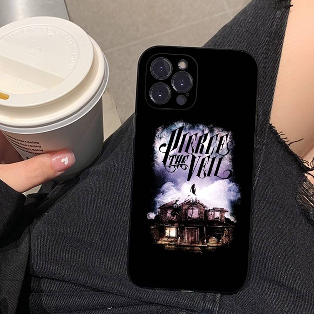

P-Pierce The Veil Band Black Soft Phone Case For iPhone 16 15 14 13 11 12 17 Pro Max Mini Plus iPhone 17 Air