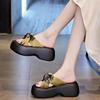 Thick-soled Heightening Slippers for Women To Wear New Women's One-word Sandals with Skirts Casual Beach Shoes