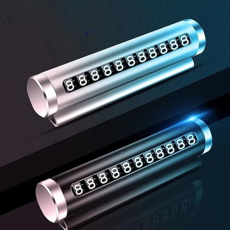2024 New Metal Car Temporary Parking Card Rotate Phone Number Plate Aluminum Stickers Park Stop In Car-Styling Auto Accessories