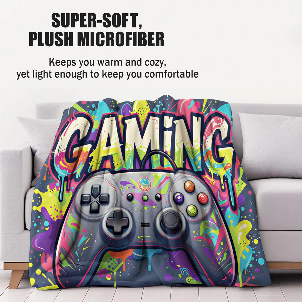 Game Controller Graffiti Art Blanket Soft Suitable for Bedroom Sofa Car Office Napping Air Conditioning  Small Cover Blanket
