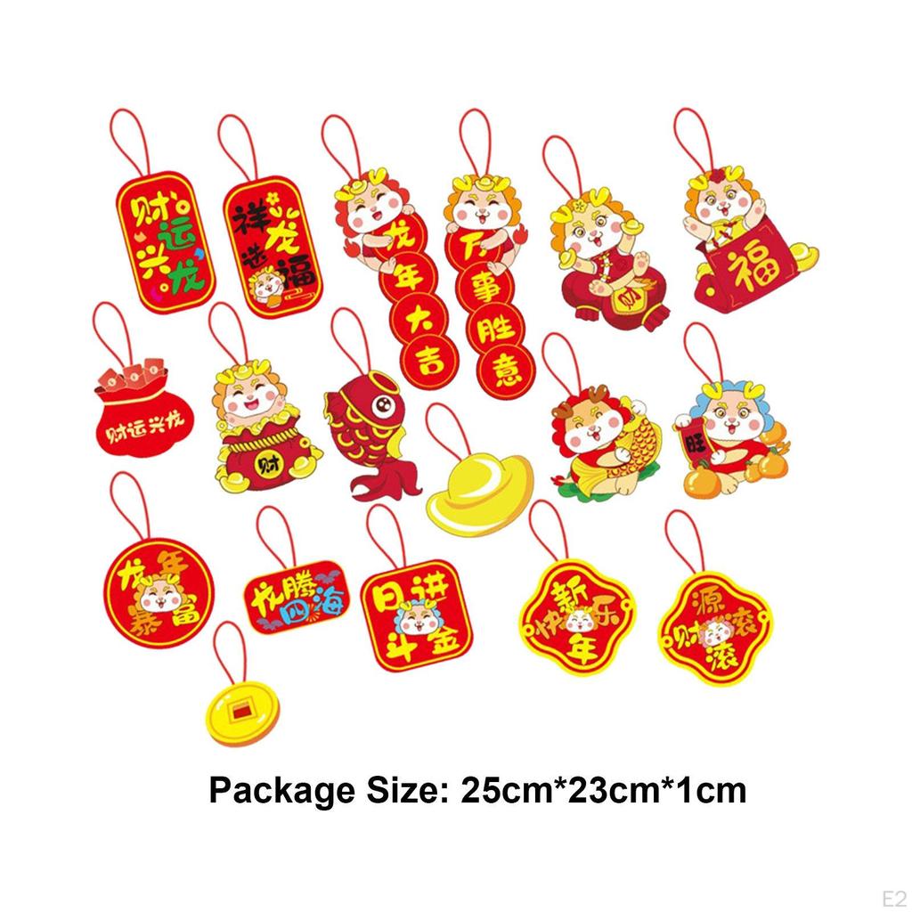 18 Pieces Year Pendants Chinese Hanging Decorations Festival Door Sign Traditional