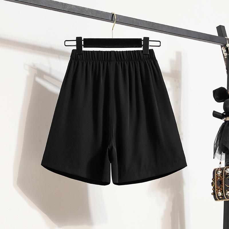 DIMANAF 2025 Plus Size Shorts Summer Women Solid Loose High Waist Casual Wide Leg Pants Short Pants Basic Harem