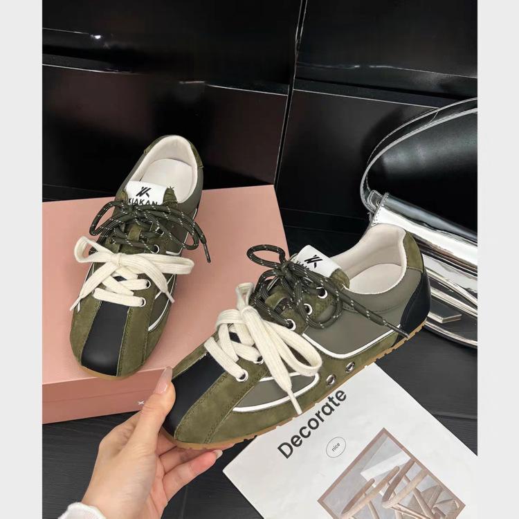 

Inner height increase 3.5cm retro color matching pair of shoelaces German training shoes women s 2025 new sports and leisure shoes Forrest Gump shoes 40 армия зеленый