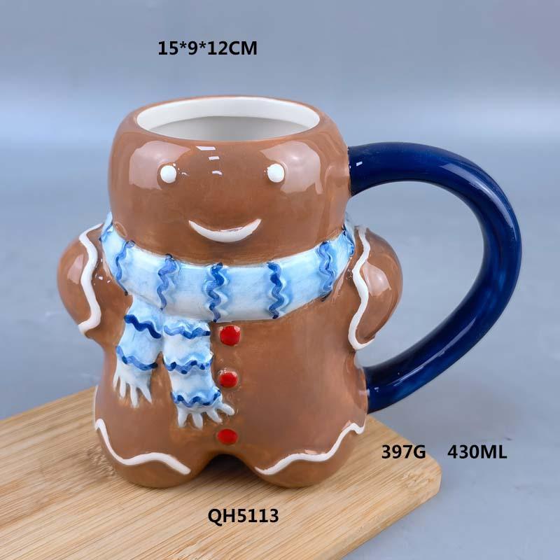 2025 New Creative Inverted Hand-painted Ceramic Santa Claus Water Cup Relief Christmas Decoration Mug Coffee Cup