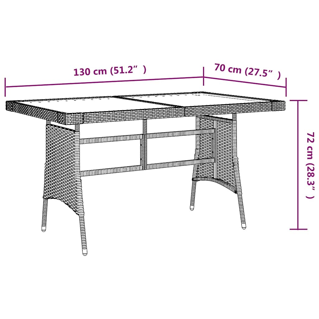vidaXL Gartentisch Schwarz 130x70x72cm Poly Rattan & Massivholz Akazie