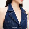 VEROMODA Women's Retro Denim Sleeveless Lapel Vest