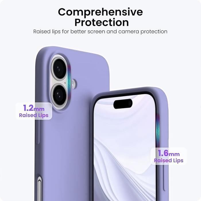 Coque de protection - BOOLING - pour iPhone 16 - Silicone Violet - Inclus 2 Verres Trempés - Anti-Rayures Caméra