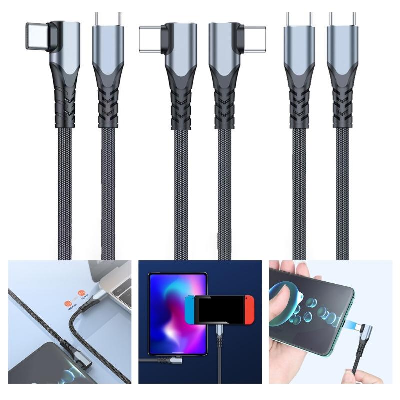 Mobile Phone 90 Degree Quick Charging 100W Fast Charging USB C to USB C Cable Wire Right Angle Data Charging Cable