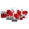 Red Poppy Flower Plant Abstract Scene 5 Piece Five Panel Wall Canvas Print Modern Art Poster Picture Home Decor Gift For Him For Her