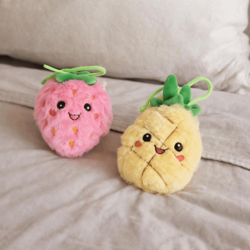 Super Soft-haired Fruit Plush Charm Strawberry/Pineapple Shape Plush Stuffed Doll Christmas Gift