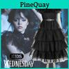 Wednesday Addams Dress For Kids Cosplay Costume Party A-shaped Tiered Skirt