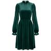 Samtkleid für Damen Winter Casual Hoher Hals Samt Einfarbig Schlanke Taille Kleid Herbst Winter Promi Partykleider