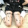 Women  Stocking Gothic Music Notes Print Tights Thin High Elasticity Black Skin Leggings Spicy Girls Y2K Hosiery