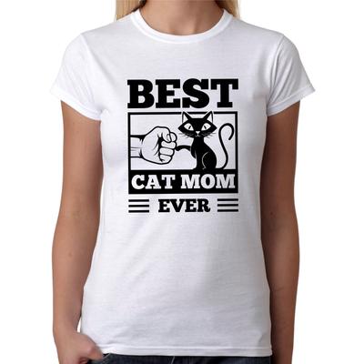 Best Cat Mom Ever Fistbump Kitty Cat Sayings Fun Funny Comedy Women's T-Shirt Mens Womens Tees Top