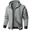 Men S Solid Color Waffle Knit Full Zip Hooded Sweatshirt Casual Jacket