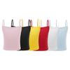 Girls Solid Color Ribbed Vest - Breathable Sleeveless Spaghetti Strap Camisole for Dance & Athletic Wear