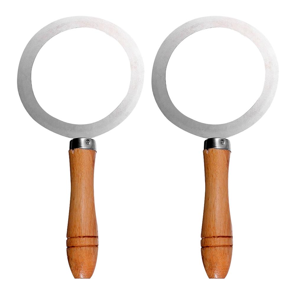 

2Pcs Stainless Steel Cup Rim Brulee Ring Heat-Resistant Wooden Handle for Milk Tea Baking Cooking