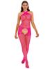 Bodystocking a rete da donna con design traforato, scollo all'americana incrociato e top da discoteca