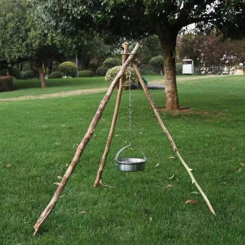 1Pc Tripod Hanging Detachable Campfire Cooking Accessories Set Outdoor Barbecue Adjustable Hanging Stainless Steel
