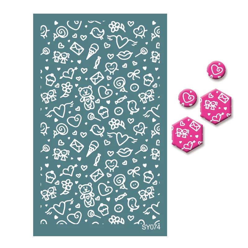 Polymer Clay Tools Silk Screen Stencils Plant Flower Leaf Printing Clay Mesh Stencil Jewelry Earrings Making Decoration Template