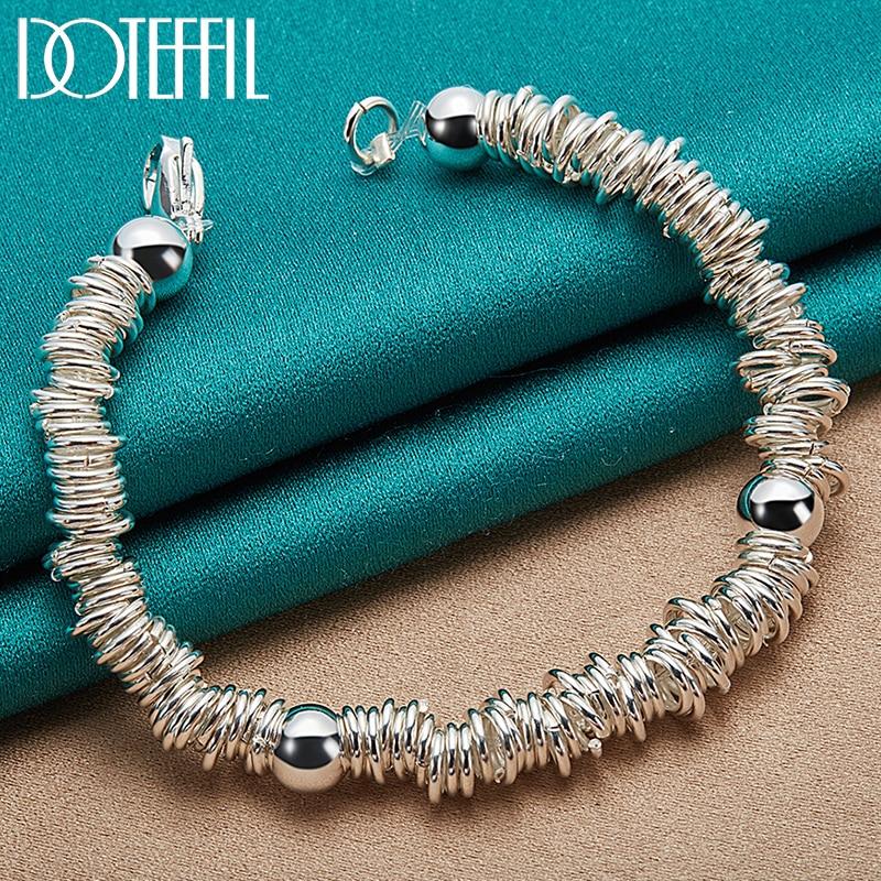 

Doteffil Tone Solid Beads Party Event Jewelry Full Circle Bracelets Chain Women Man Nuptial Bridal Engagement EventTrendy Wrist 20cm