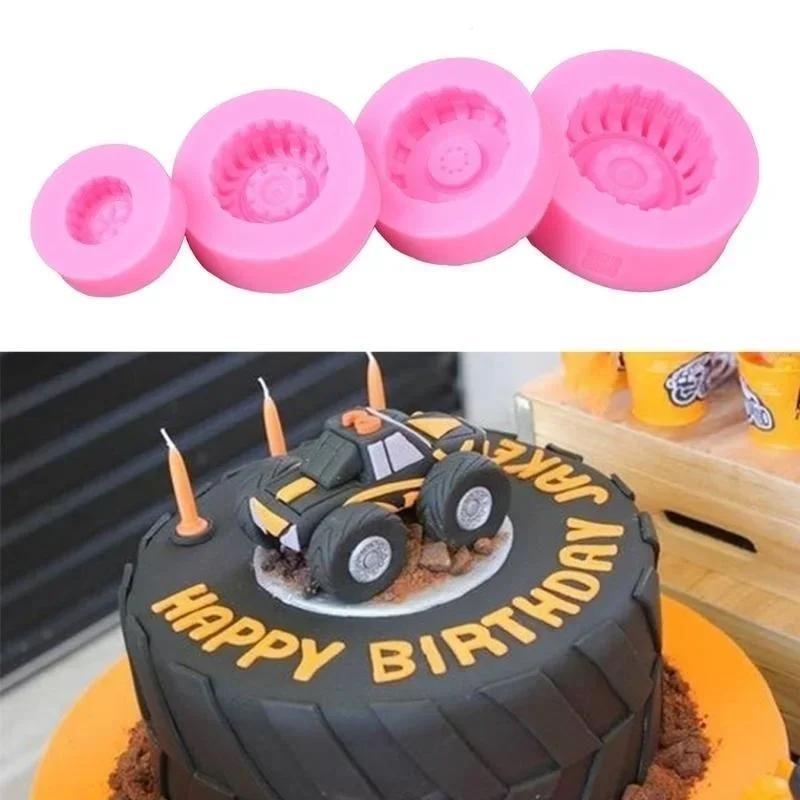 Creative Fashion Shape Tires Wheel Chocolate Cake Molds Food Grade Silicone Mold Fondant Cake Decorating Tools Accessories