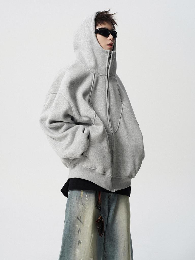 Men's Winter Heavyweight Fleece-Lined Deconstructed Patchwork Hoodie – Streetwear Trend