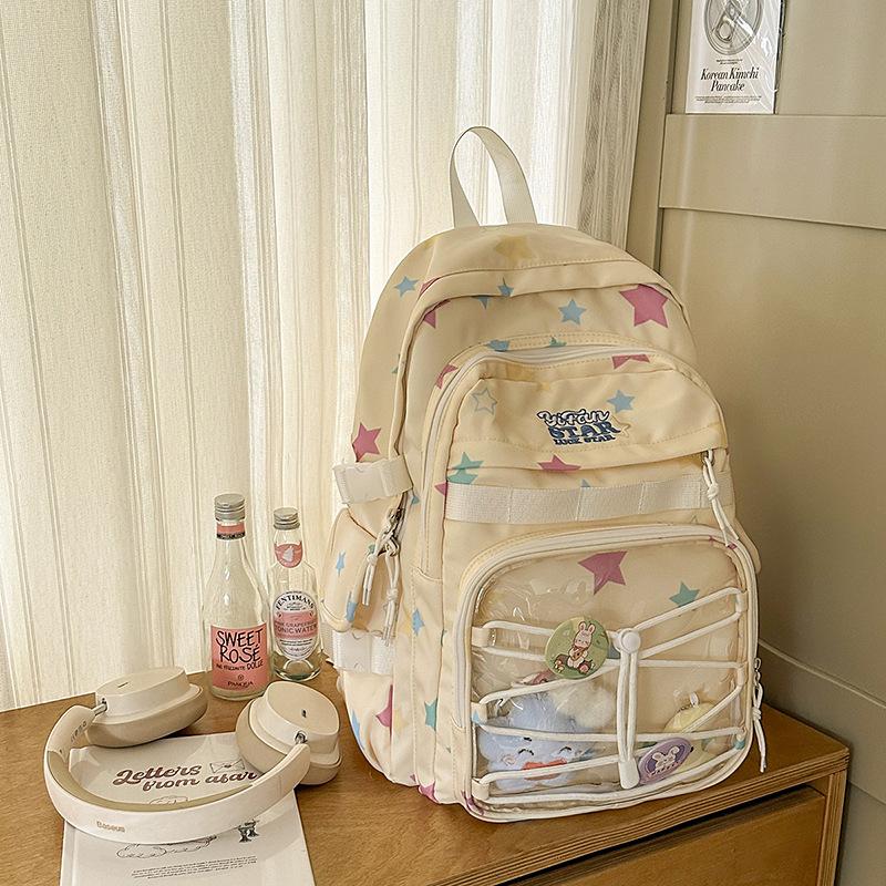 College style backpack women's new Japanese ins cute bar pain bag large capacity backpack junior high school schoolbag tide