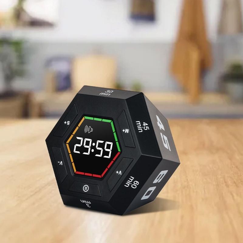 Zeitmanagement-Tool Sechseckiger Digitaler Countdown-Timer für Schüler LED-Anzeige Visuelle Erinnerung für Hausaufgaben